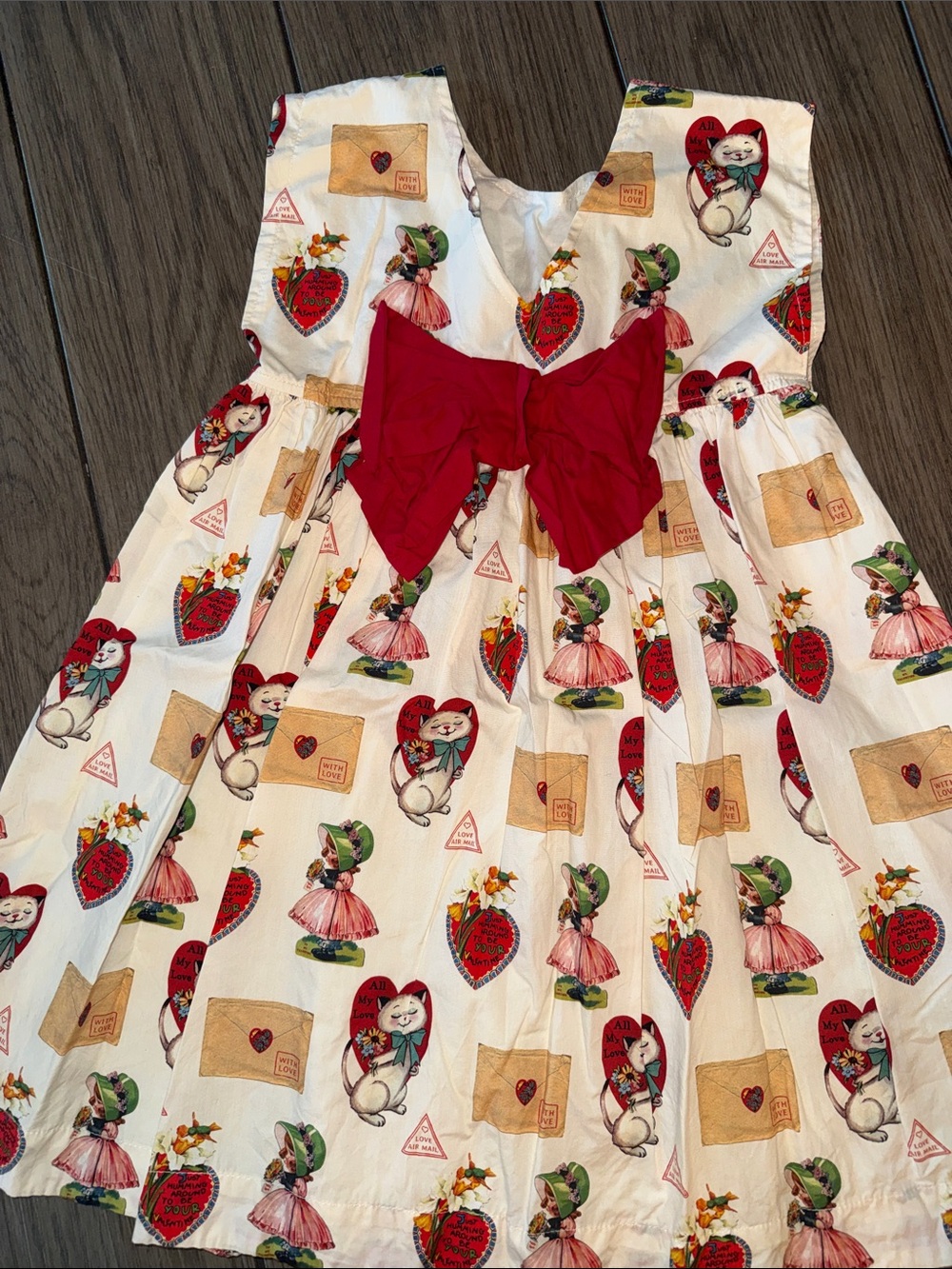 Pink Chicken White Dress with Red and Pink Print - Picture 2 of 2
